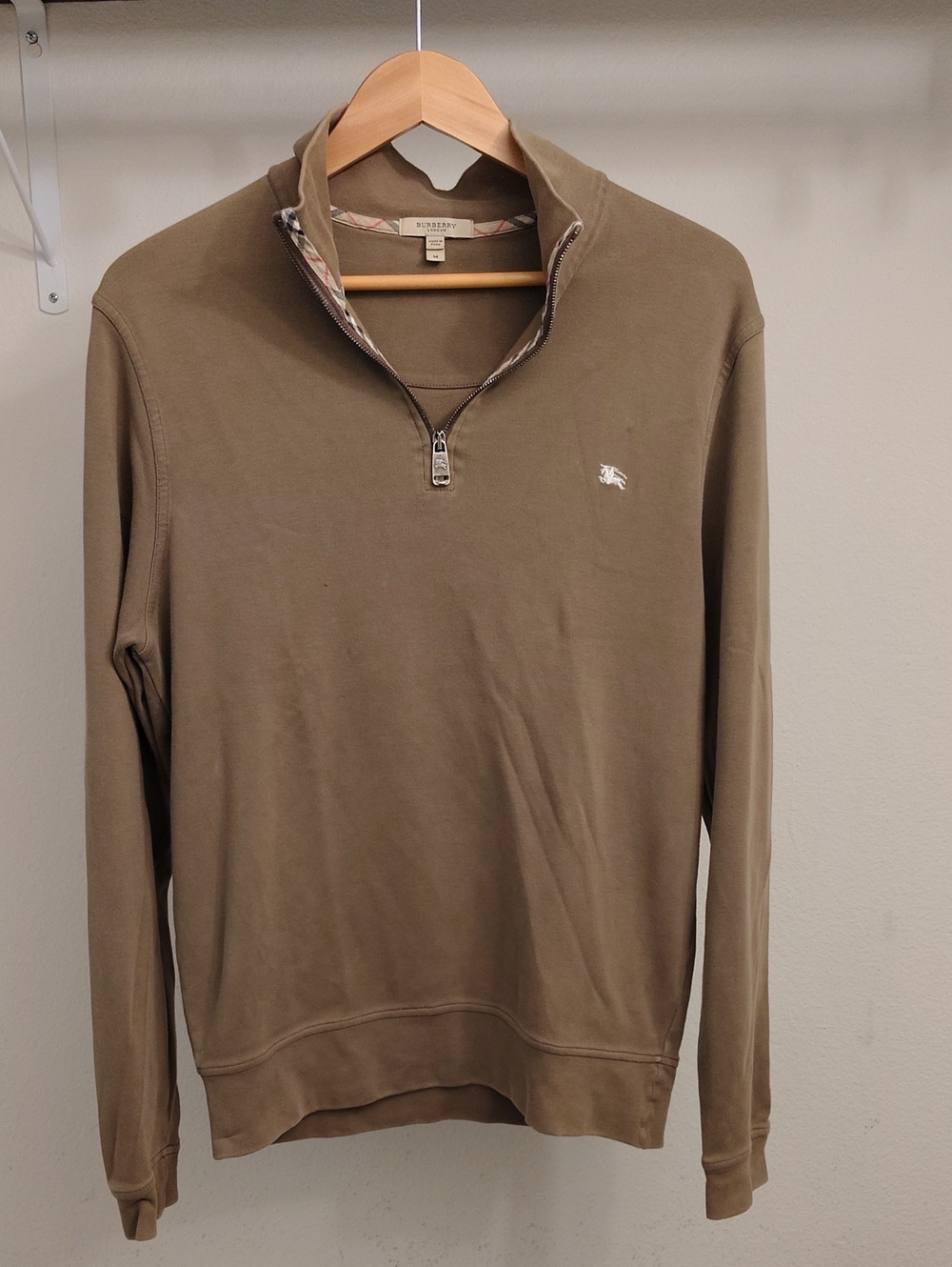 Burberry Men's Olive Green Half-Zip Sweater